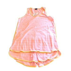 Cosabella Pajama Set Womens L Pink Fiore Stripe Limone Tank Top Shorts NWT